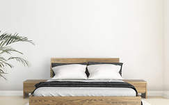 Ballega łóżko bukowe lewitujące 160x200 cm w kolorze orzech